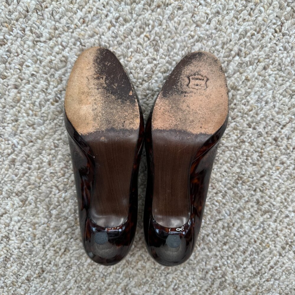 Stuart Weitzman Brown Leopard‎ Print Tortoise Patent Leather Pumps Size 8 - Picture 6 of 8